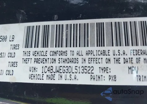 2013 Jeep Wrangler Unlimited Sahara из США, поврежденный, VIN 1C4BJWEG3DL513522